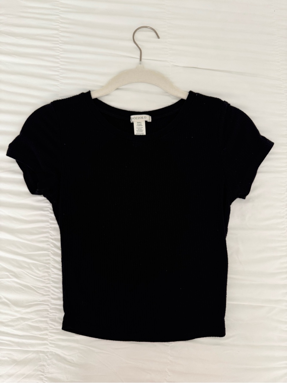 Bozzolo Black Cropped Short Sleeve Tee